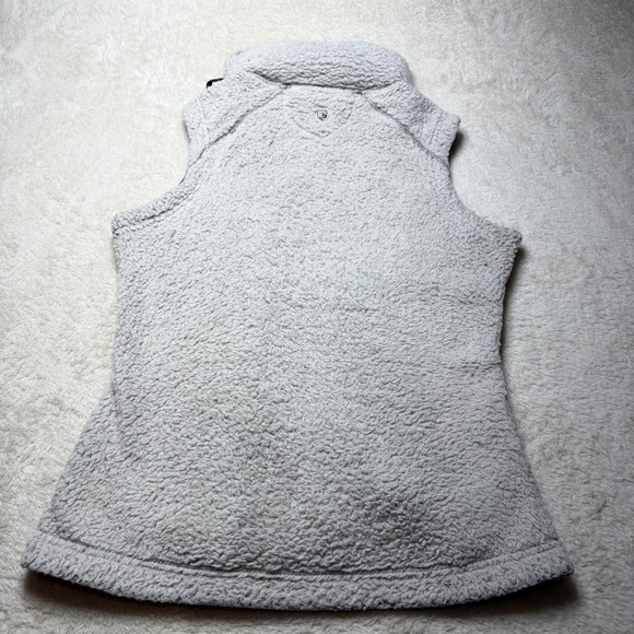 KUHL Flight Hooded Vest Womens Medium Oatmeal Brown Fleece Full Zip Sherpa 2056 - Picture 3 of 14
